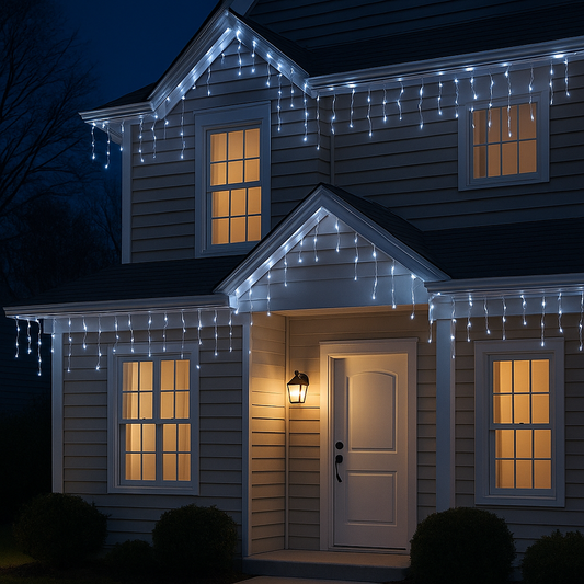 White Icicle Lights 76ft, Plug-in Decorative String Lights for Christmas and Parties