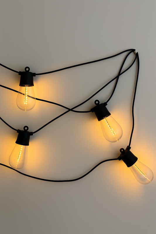 50ft Solar String Lights, 25 LED Bulbs, Warm White & Cool White Switch, Outdoor Waterproof