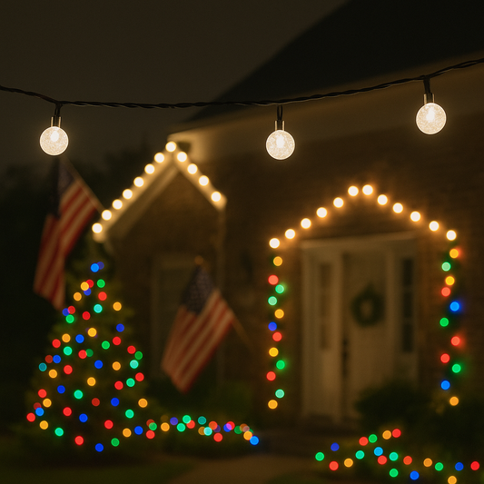 36ft Multi Color Crystal Ball String Lights, 60 LED Waterproof Garden Patio Lights