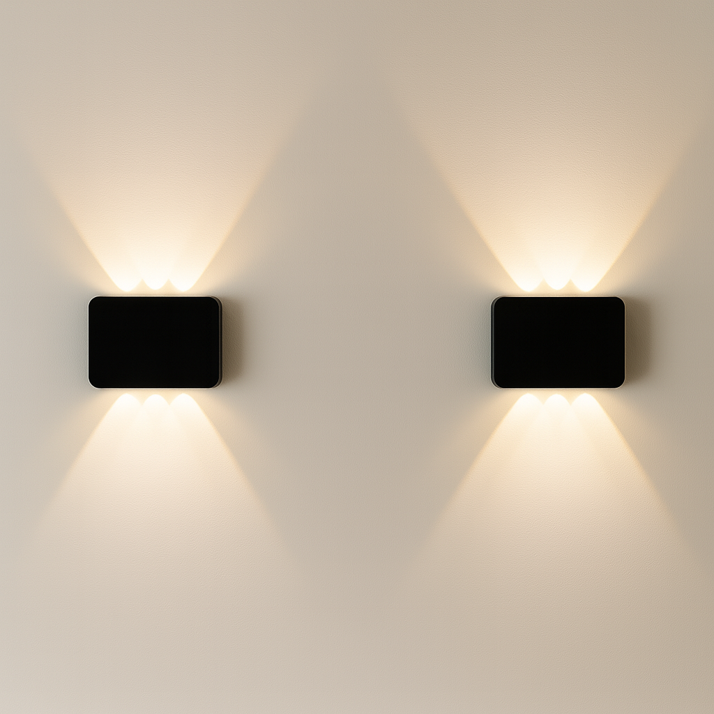 2 Pack Solar Wall Lights, 6 Convex Lens Warm White Lights for Yard, Patio, Garden