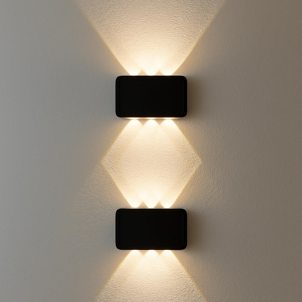 2 Pack Solar Wall Lights, 6 Convex Lens Warm White Lights for Yard, Patio, Garden