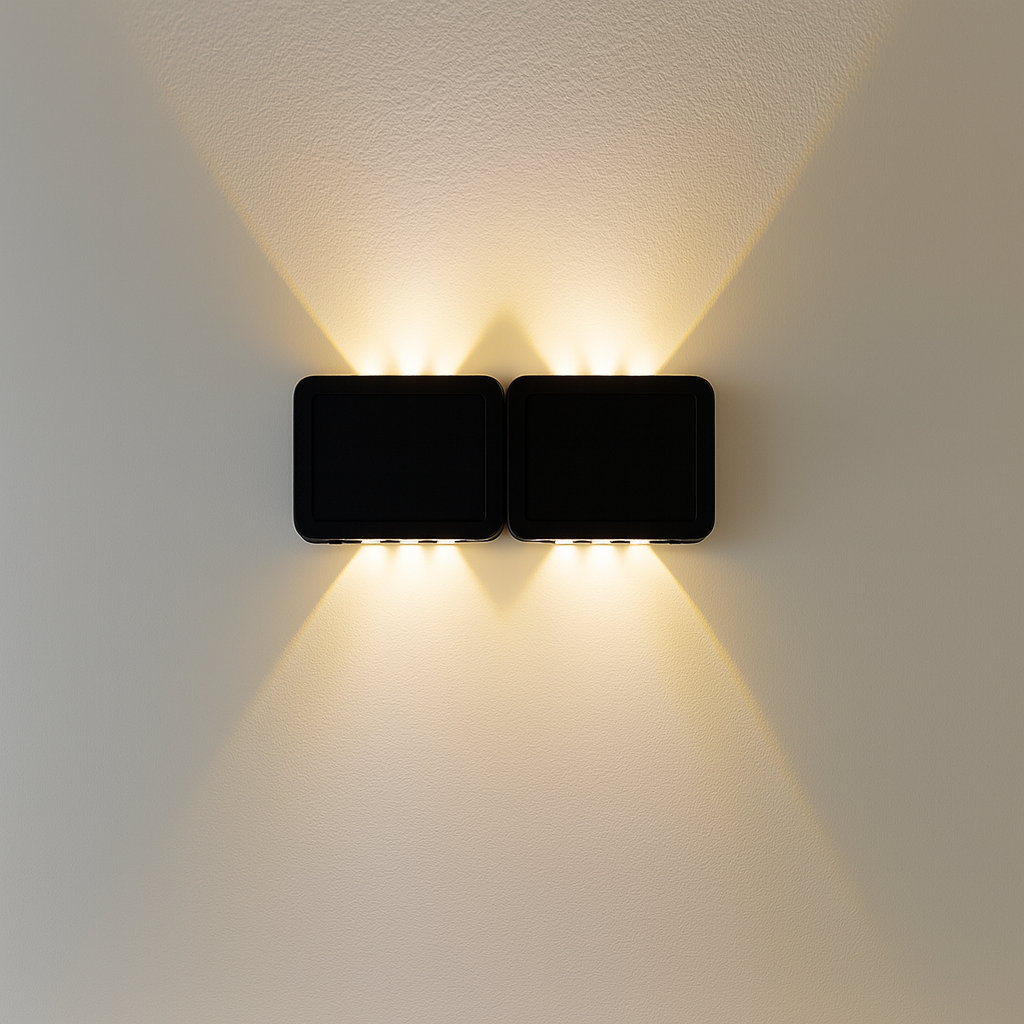 2 Pack Solar Wall Lights, 6 Convex Lens Warm White Lights for Yard, Patio, Garden