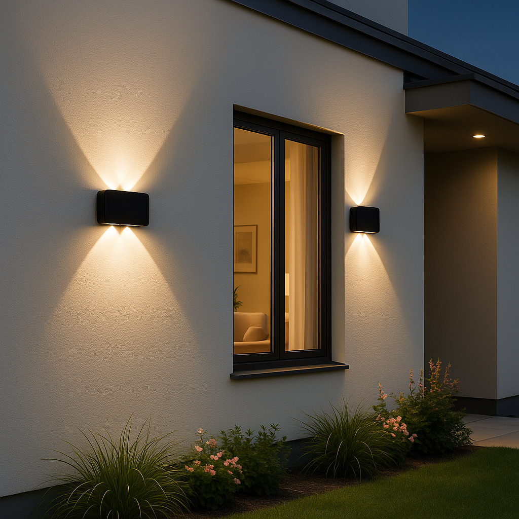 2 Pack Solar Wall Lights, 6 Convex Lens Warm White Lights for Yard, Patio, Garden