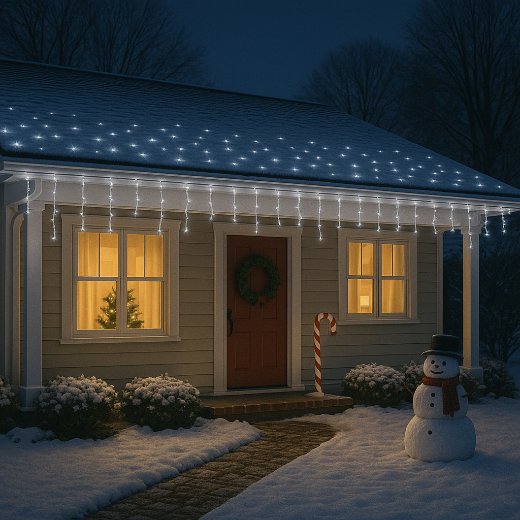 White Icicle Lights 76ft, Plug-in Decorative String Lights for Christmas and Parties