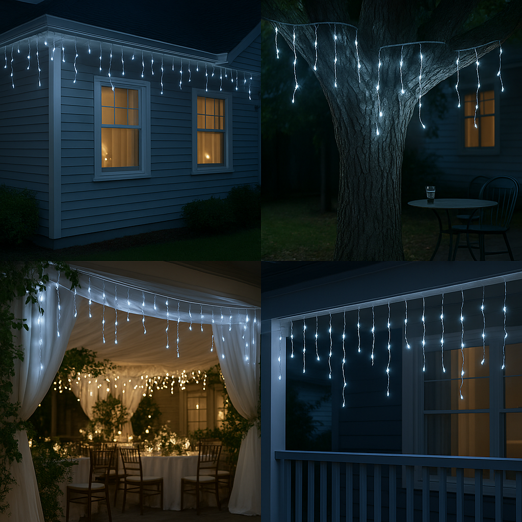 White Icicle Lights 76ft, Plug-in Decorative String Lights for Christmas and Parties