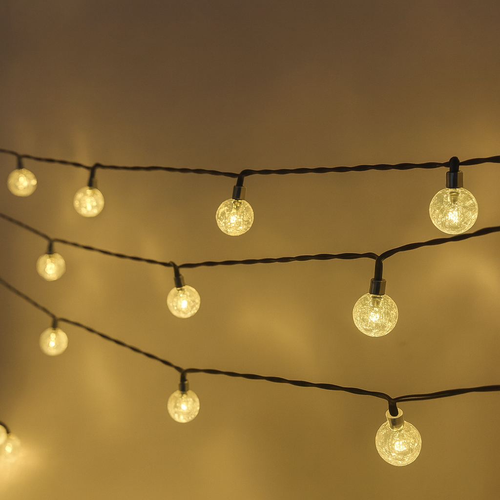 Crystal Ball LED String Lights 36ft, 60 Balls, Warm White Waterproof Decorative Lighting