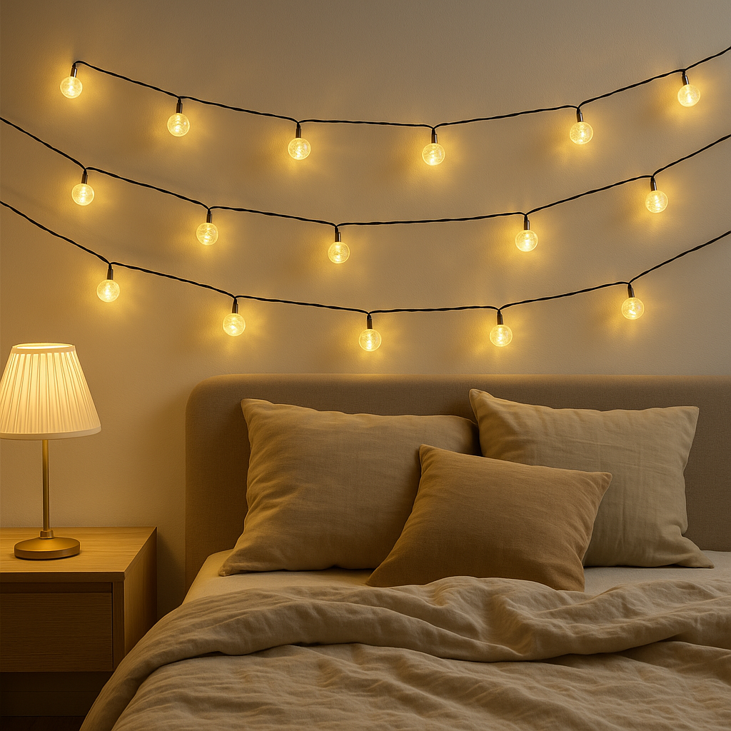 Crystal Ball LED String Lights 36ft, 60 Balls, Warm White Waterproof Decorative Lighting
