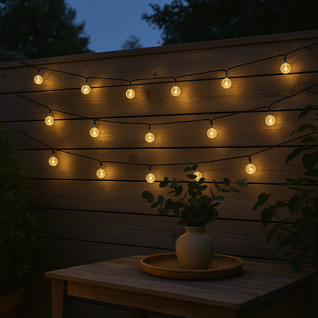 Crystal Ball LED String Lights 36ft, 60 Balls, Warm White Waterproof Decorative Lighting