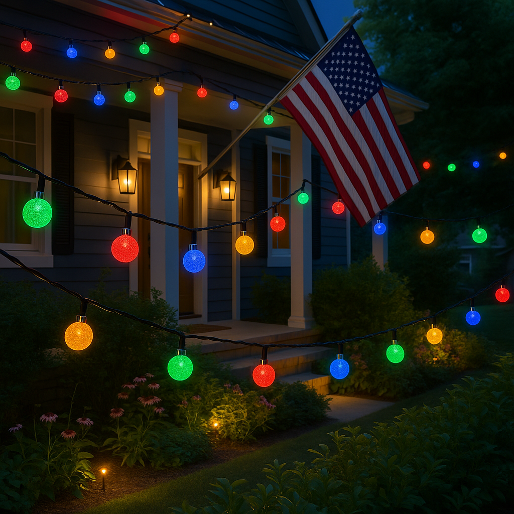 36ft Multi Color Crystal Ball String Lights, 60 LED Waterproof Garden Patio Lights