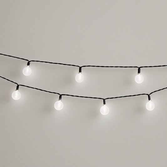 Crystal Ball LED String Lights 36ft, 60 Balls, Cool White Waterproof Decorative Lighting
