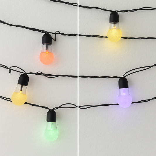 60ft Solar Gourd String Lights, 59 Bulbs, Warm White & Multicolor Switch, Outdoor Patio Decor