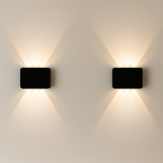 2 Pack Solar Wall Lights, 6 Convex Lens Warm White Lights for Yard, Patio, Garden